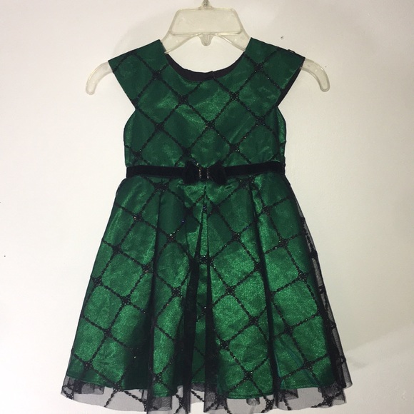 SOLD ON VINTED—Girls Jona Michelle Green and Black Holiday Dress Size 3T - Picture 1 of 6